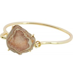 Cave Druzy Agate Geode Druzy Handmade Adjustable Gemstone Nature Agate Stone Bangle Bracelet ORANGE $9.88 Bracelets