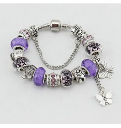 Unicorns Gifts Charms Bracelet for Women Murano Glass Beads Butterfly Flower Charms Bracelets Purple butterfly bracelet $10.0...