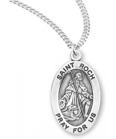 Sterling Silver Oval Patron Saint Medal St. Roch $23.01 Necklaces