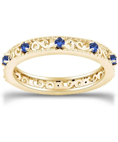 Jewel Zone US Round Cut Simulated Blue Sapphire Stackable Ring in 14K Gold Over Sterling Silver yellow-gold-plated-silver $19...