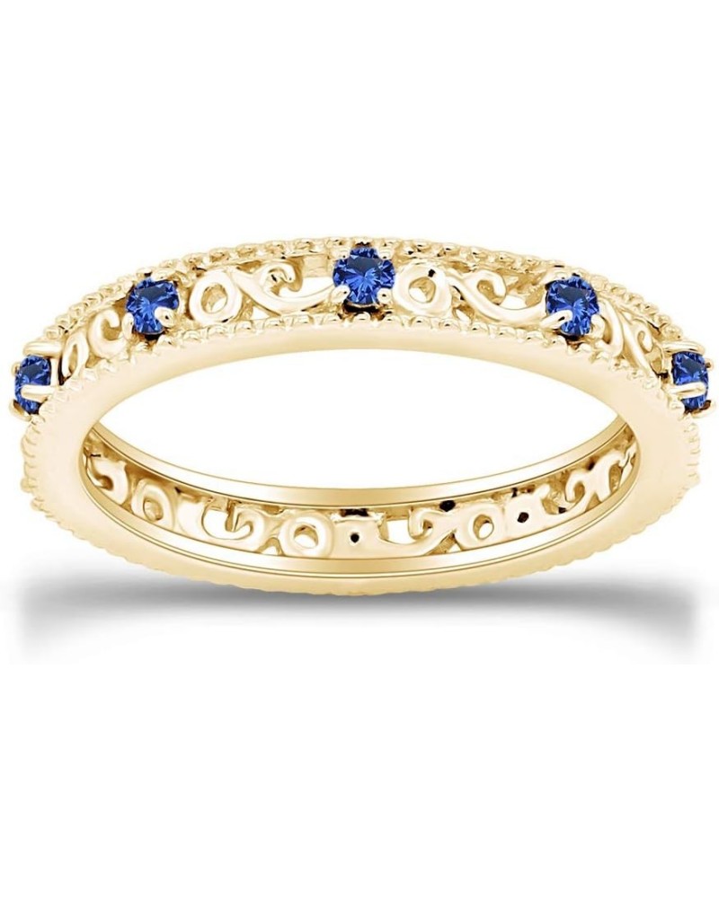 Jewel Zone US Round Cut Simulated Blue Sapphire Stackable Ring in 14K Gold Over Sterling Silver yellow-gold-plated-silver $19...