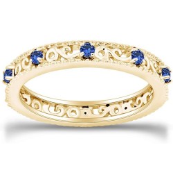 Jewel Zone US Round Cut Simulated Blue Sapphire Stackable Ring in 14K Gold Over Sterling Silver yellow-gold-plated-silver $19...