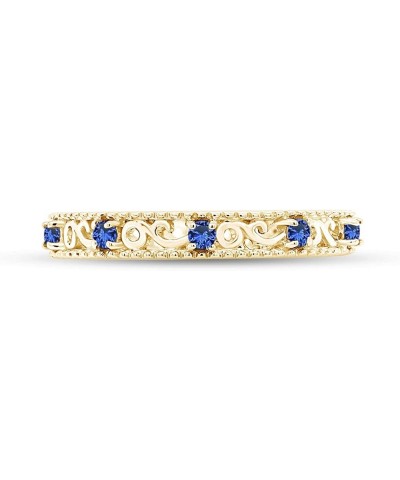 Jewel Zone US Round Cut Simulated Blue Sapphire Stackable Ring in 14K Gold Over Sterling Silver yellow-gold-plated-silver $19...