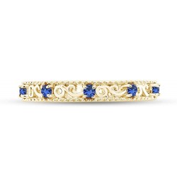 Jewel Zone US Round Cut Simulated Blue Sapphire Stackable Ring in 14K Gold Over Sterling Silver yellow-gold-plated-silver $19...