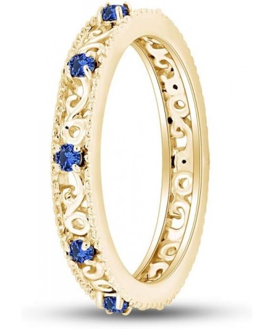 Jewel Zone US Round Cut Simulated Blue Sapphire Stackable Ring in 14K Gold Over Sterling Silver yellow-gold-plated-silver $19...