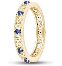 Jewel Zone US Round Cut Simulated Blue Sapphire Stackable Ring in 14K Gold Over Sterling Silver yellow-gold-plated-silver $19...