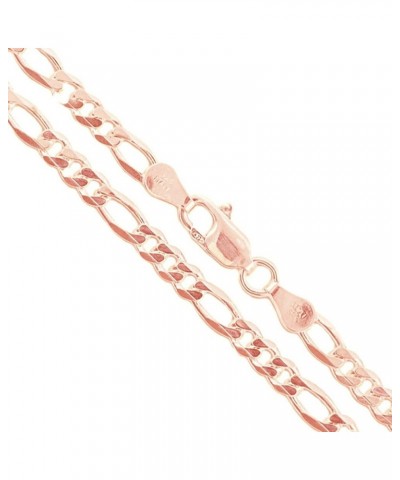 Sterling Silver Flat Figaro Chain 1mm-4.5mm Solid 925 Italy Link Women's Men's Necklace 3.9mm (22k Rose Gold Plated) Length 1...