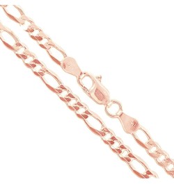 Sterling Silver Flat Figaro Chain 1mm-4.5mm Solid 925 Italy Link Women's Men's Necklace 3.9mm (22k Rose Gold Plated) Length 1...