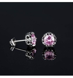 Jewelry Silver Tone Stainless Steel Vintage Stud Earrings for Men Women, Various Styles Pink CZ $9.17 Earrings