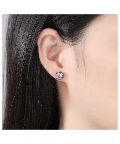 Jewelry Silver Tone Stainless Steel Vintage Stud Earrings for Men Women, Various Styles Pink CZ $9.17 Earrings