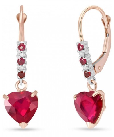 14k Solid Rose Gold Merlot Earrings 3.38 ct Lab Grown Ruby Natural Diamonds $223.86 Earrings