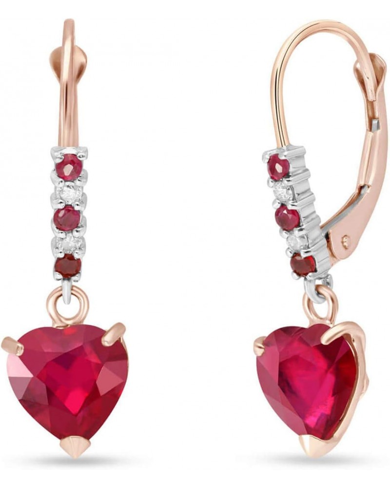 14k Solid Rose Gold Merlot Earrings 3.38 ct Lab Grown Ruby Natural Diamonds $223.86 Earrings