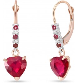 14k Solid Rose Gold Merlot Earrings 3.38 ct Lab Grown Ruby Natural Diamonds $223.86 Earrings