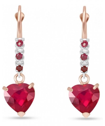 14k Solid Rose Gold Merlot Earrings 3.38 ct Lab Grown Ruby Natural Diamonds $223.86 Earrings