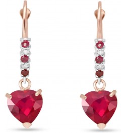 14k Solid Rose Gold Merlot Earrings 3.38 ct Lab Grown Ruby Natural Diamonds $223.86 Earrings