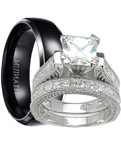 His and Hers Wedding Ring Set Matching Trio Wedding Bands for Him Her His 12 Her 7 $38.00 Sets