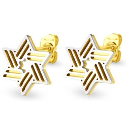 ‎Stainless Steel Ribbed Star of David Stud Earrings for Women & Girls ‎ Silver/Gold $9.02 Earrings