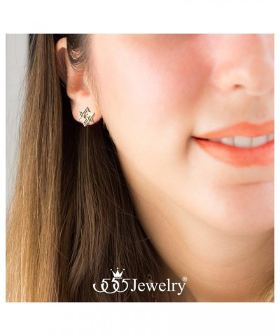 ‎Stainless Steel Ribbed Star of David Stud Earrings for Women & Girls ‎ Silver/Gold $9.02 Earrings