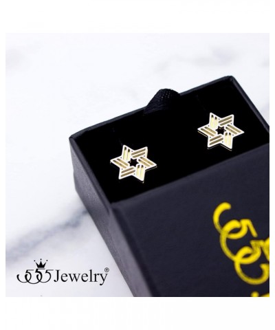 ‎Stainless Steel Ribbed Star of David Stud Earrings for Women & Girls ‎ Silver/Gold $9.02 Earrings