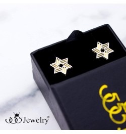 ‎Stainless Steel Ribbed Star of David Stud Earrings for Women & Girls ‎ Silver/Gold $9.02 Earrings