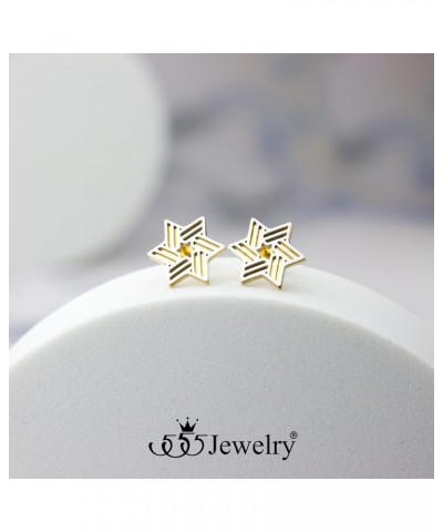 ‎Stainless Steel Ribbed Star of David Stud Earrings for Women & Girls ‎ Silver/Gold $9.02 Earrings