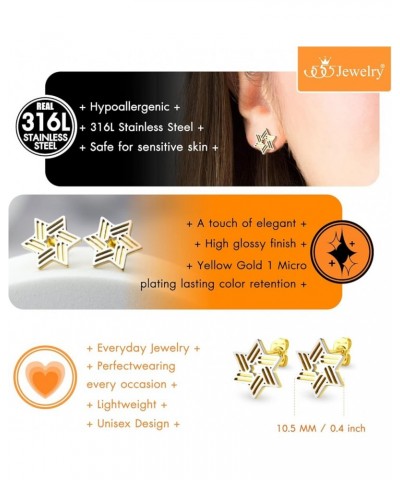 ‎Stainless Steel Ribbed Star of David Stud Earrings for Women & Girls ‎ Silver/Gold $9.02 Earrings