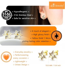 ‎Stainless Steel Ribbed Star of David Stud Earrings for Women & Girls ‎ Silver/Gold $9.02 Earrings