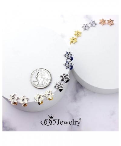 ‎Stainless Steel Ribbed Star of David Stud Earrings for Women & Girls ‎ Silver/Gold $9.02 Earrings