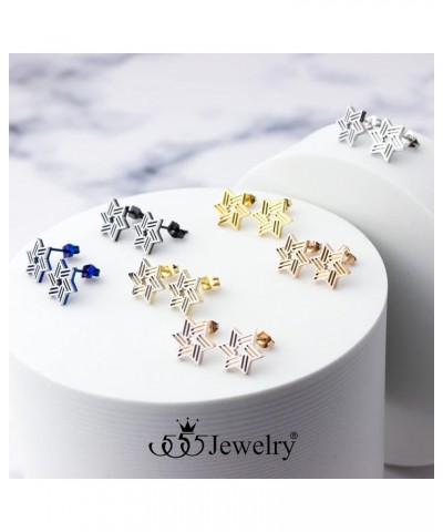 ‎Stainless Steel Ribbed Star of David Stud Earrings for Women & Girls ‎ Silver/Gold $9.02 Earrings