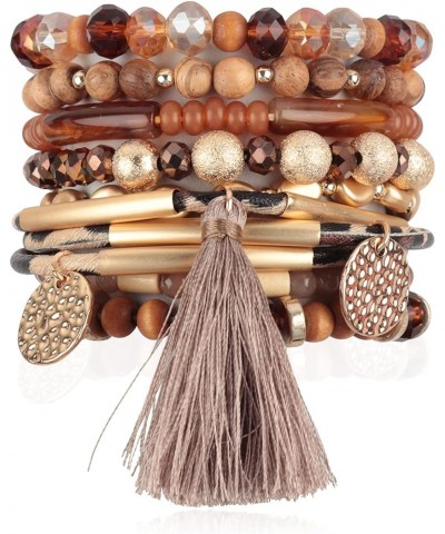 Bohemian Beaded Multi Layer Versatile Statement Bracelets - Stackable Stretch Strand Cuff Bangles Sparkly Crystal, Wood Beads...