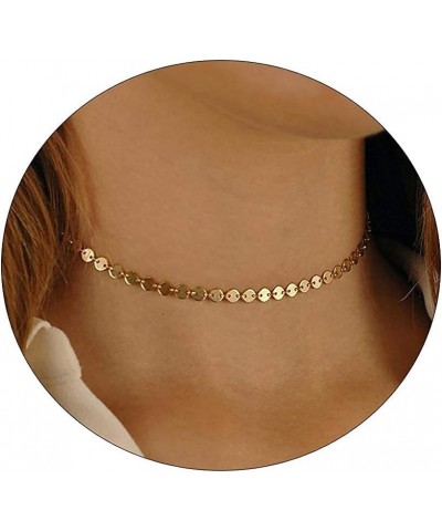 Dainty Gold Choker Necklace For Women 14k Gold/Silver Plated Delicate Dot Snake Coin Chain necklaces Different Length Lip Sat...