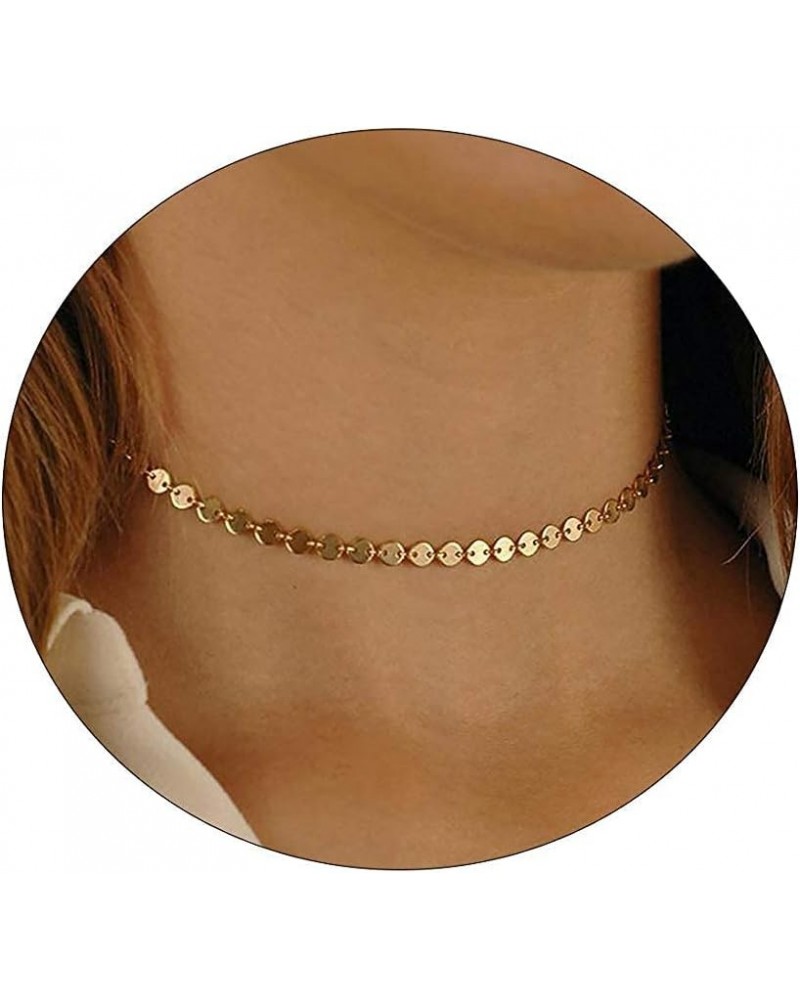 Dainty Gold Choker Necklace For Women 14k Gold/Silver Plated Delicate Dot Snake Coin Chain necklaces Different Length Lip Sat...