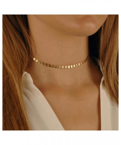 Dainty Gold Choker Necklace For Women 14k Gold/Silver Plated Delicate Dot Snake Coin Chain necklaces Different Length Lip Sat...