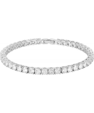 14K Gold Plated Cubic Zirconia Classic Tennis Bracelet | Gold Bracelets for Women | 4mm CZ, Size 6.5-7.5 Inch White Gold 6.5 ...