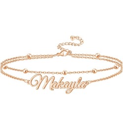 Personalized Ankle Bracelet for Women 925 Sterling Silver Custom Name Anklet Double Chain Anklet with Name Customized Layered...