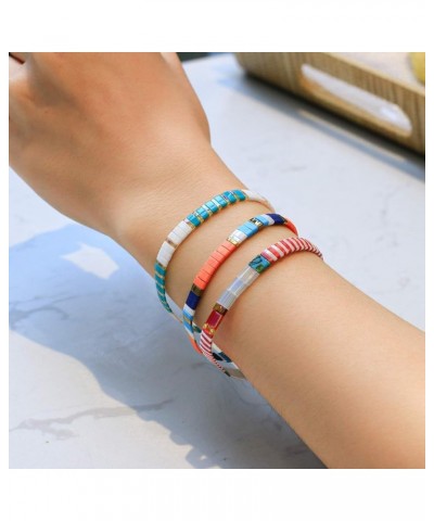 Women Tila Multi Color Stretch Bracelets Tile Enameled Alloy Friendship Bracelets Handmade Cuffs Jewelry Gift Multi 006N $10....