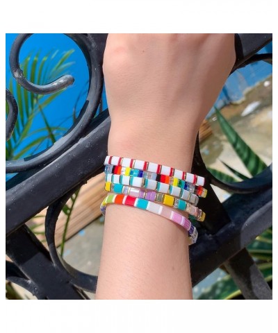 Women Tila Multi Color Stretch Bracelets Tile Enameled Alloy Friendship Bracelets Handmade Cuffs Jewelry Gift Multi 006N $10....