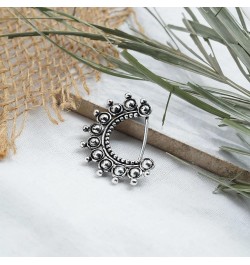 Clip On Indo Western German Silver Nath, Marathi Nath, Nose Pin, Clip On Nose Pin, Snap On Nose Pin, Nose Ring Black $9.43 Bo...