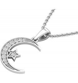 0.15 Carat (ctw) Round White Diamond Ladies Half-Moon & Star Pendant, Available in Metal 10K/14K/18K Gold & 925 Sterling Silv...