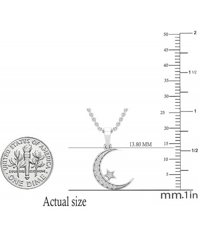 0.15 Carat (ctw) Round White Diamond Ladies Half-Moon & Star Pendant, Available in Metal 10K/14K/18K Gold & 925 Sterling Silv...