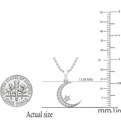 0.15 Carat (ctw) Round White Diamond Ladies Half-Moon & Star Pendant, Available in Metal 10K/14K/18K Gold & 925 Sterling Silv...