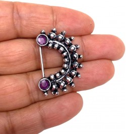 Clip On Indo Western German Silver Nath, Marathi Nath, Nose Pin, Clip On Nose Pin, Snap On Nose Pin, Nose Ring Black $9.43 Bo...