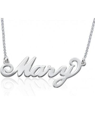 MYKA - Personalized "Carrie” Name Necklace in Sterling Silver 925, Rose Gold & Gold Plating, Yellow & White Gold – Custom Pen...