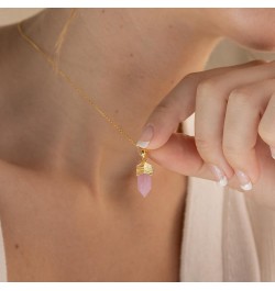 Healing Crystal Necklace, 14K Gold Plated Natural Energy Stone Pendant Necklace, Reiki Quartz Crystal Obsidian Gemstone Spiri...