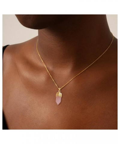 Healing Crystal Necklace, 14K Gold Plated Natural Energy Stone Pendant Necklace, Reiki Quartz Crystal Obsidian Gemstone Spiri...