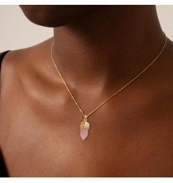 Healing Crystal Necklace, 14K Gold Plated Natural Energy Stone Pendant Necklace, Reiki Quartz Crystal Obsidian Gemstone Spiri...