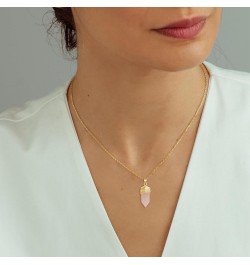 Healing Crystal Necklace, 14K Gold Plated Natural Energy Stone Pendant Necklace, Reiki Quartz Crystal Obsidian Gemstone Spiri...