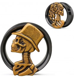 Double Flared Eyelet Ear Tunnels, Skull Man and Lady Matched Gauges for Ears, Screw Back Plugs Stretchers. S8608H 1/2"(12mm) ...