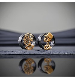 Double Flared Eyelet Ear Tunnels, Skull Man and Lady Matched Gauges for Ears, Screw Back Plugs Stretchers. S8608H 1/2"(12mm) ...