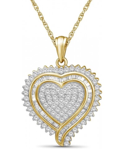 Sterling Silver (.925) or 14K Gold over Silver Heart Necklace with 1.00 Carat White Diamonds | Jewelry for Women with Round &...